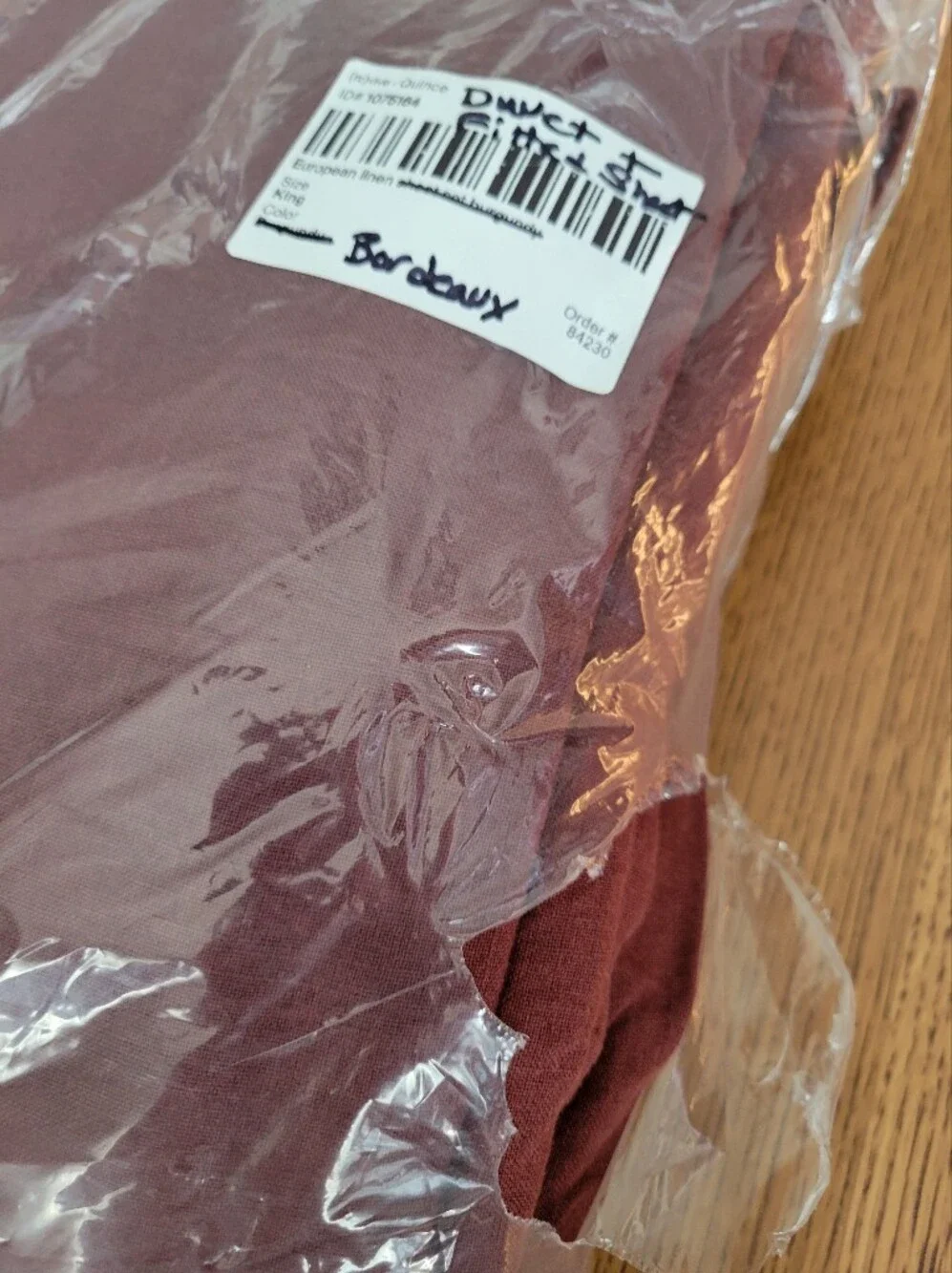 Quince European Linen Duvet Cover + Fitted Sheet Set - Bordeaux